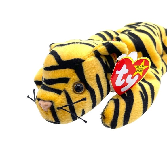 TY Beanie Babies Baby STRIPES the BENGAL TIGER Cat PVC Pellets RETIRED Vintage - Picture 9 of 14